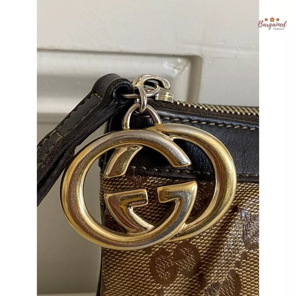 Authentic GUCCI Brown GG Crystal Coated Canvas Wristlet Pochette Bag - 212203 - Picture 2 of 12